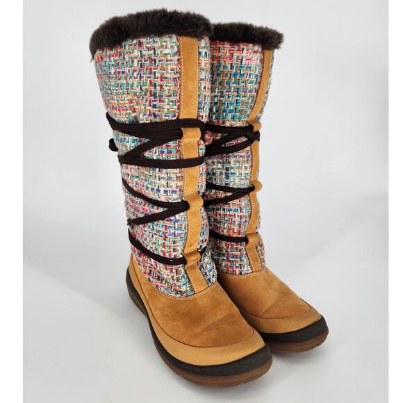 Timberland Suede & Woven Knit Knee-High Boots Multicolor Women's Size 7 - Picture 1 of 12